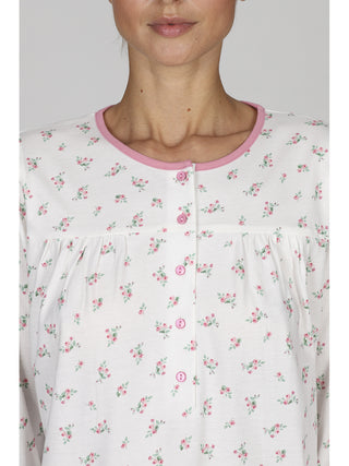Pigiama lungo donna in puro cotone con arriccio
