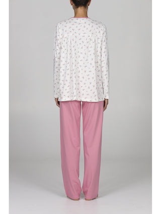 Pigiama lungo donna in puro cotone con arriccio