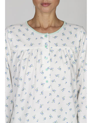 Pigiama lungo donna in puro cotone con arriccio