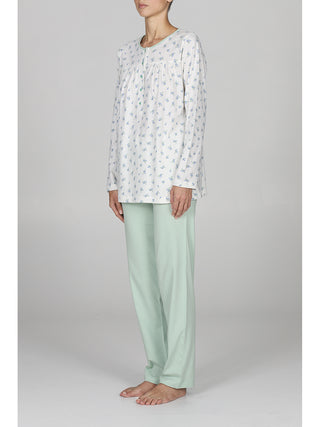 Pigiama lungo donna in puro cotone con arriccio