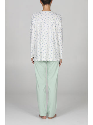 Pigiama lungo donna in puro cotone con arriccio