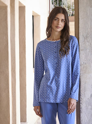 Pigiama lungo donna in puro cotone