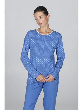 Pigiama lungo donna in puro cotone