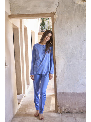 Pigiama lungo donna in puro cotone