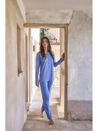 Pigiama lungo donna in puro cotone