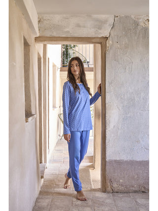 Pigiama lungo donna in puro cotone