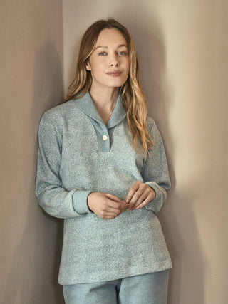 Pigiama con colletto in caldo jacquard di cotone