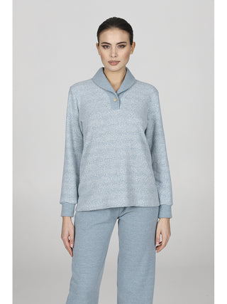 Pigiama con colletto in caldo jacquard di cotone