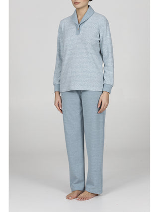 Pigiama con colletto in caldo jacquard di cotone