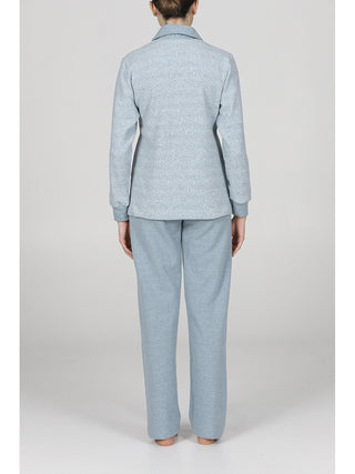 Pigiama con colletto in caldo jacquard di cotone