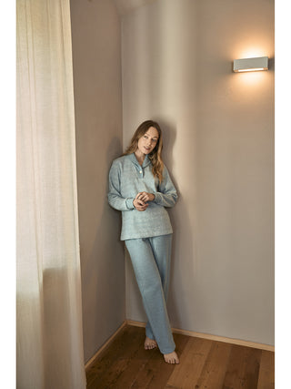 Pigiama con colletto in caldo jacquard di cotone