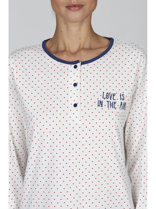 Pigiama lungo in elegante stampa pois