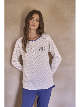 Pigiama lungo in elegante stampa pois