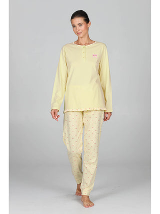 Pigiama donna in 100% cotone con bordi