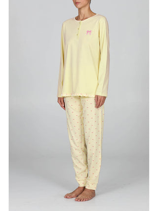 Pigiama donna in 100% cotone con bordi