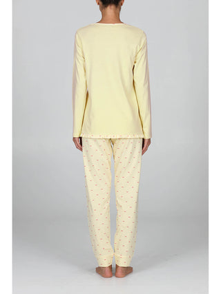Pigiama donna in 100% cotone con bordi
