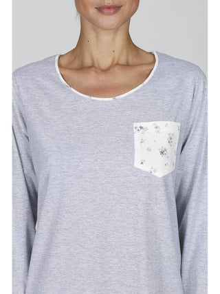 Pigiama lungo donna girocollo 100% cotone