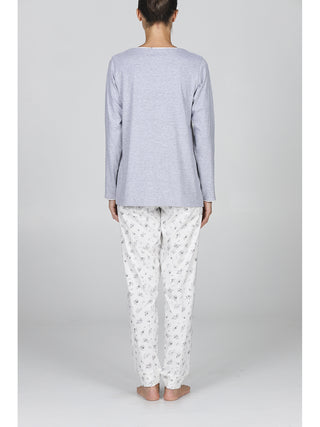 Pigiama lungo donna girocollo 100% cotone