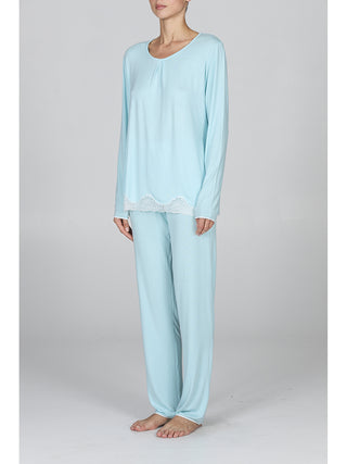 Morbido pigiama lungo donna con pizzo in viscosa