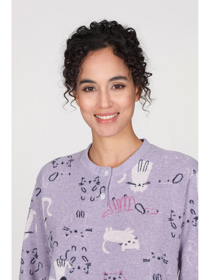Pigiama con bordi in caldo jacquard di cotone
