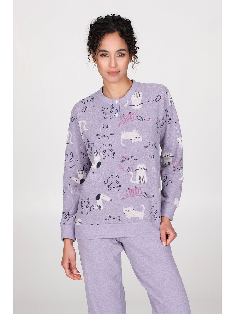 Pigiama con bordi in caldo jacquard di cotone