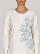 Raffinato pigiama floreale in interlock di puro cotone