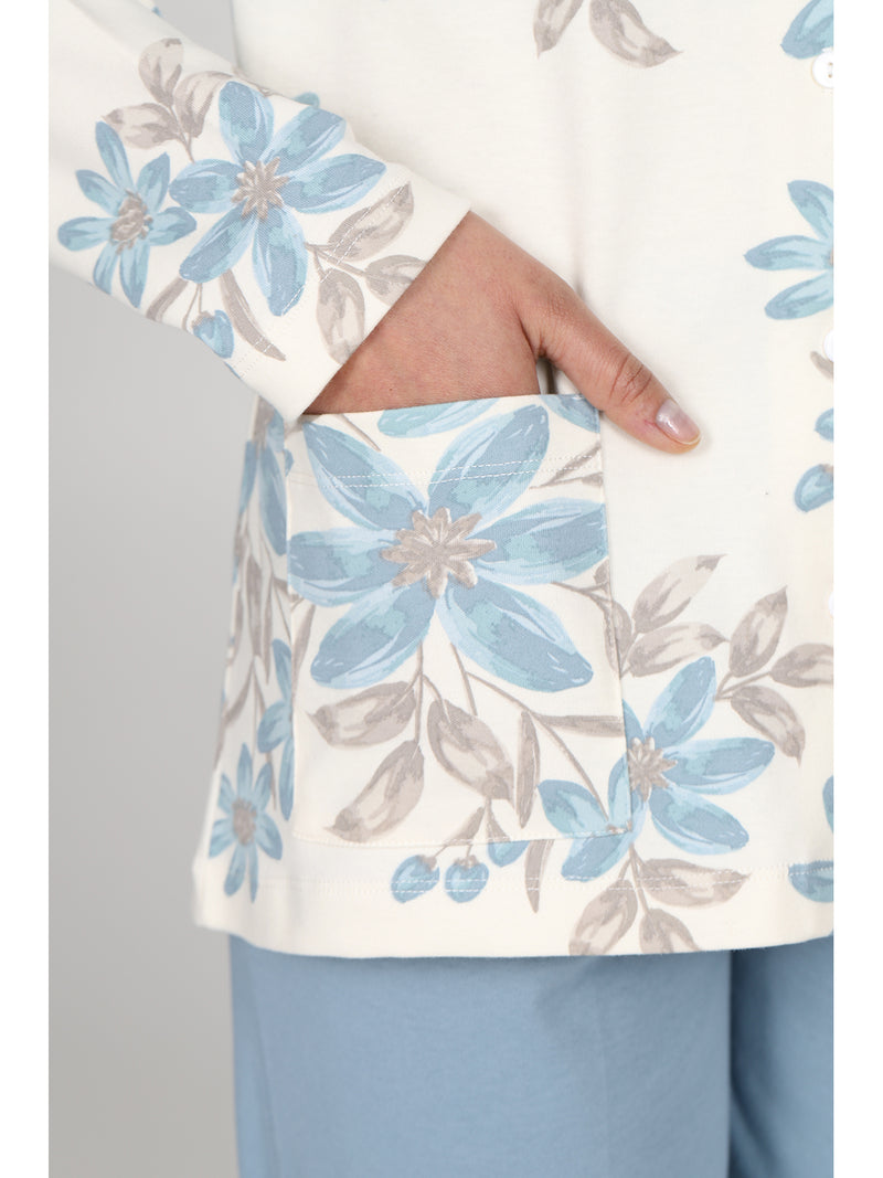 Elegante pigiama con colletto in interlock di puro cotone