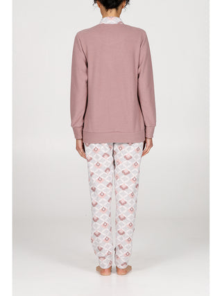 Pigiama serafino in caldo jacquard di cotone Fiore Grig Alpina