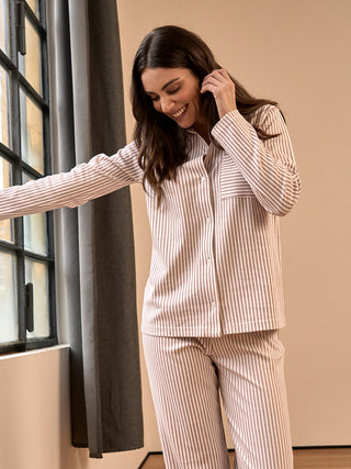 Pigiama cardigan rigato in caldo cotone