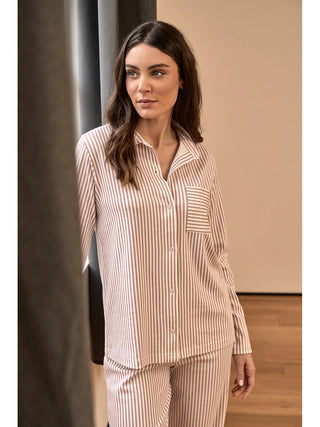 Pigiama cardigan rigato in caldo cotone