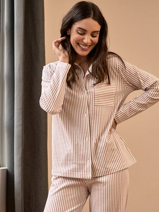 Pigiama cardigan rigato in caldo cotone