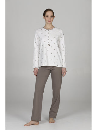 Pigiama donna a fiocchi con pantalone unito