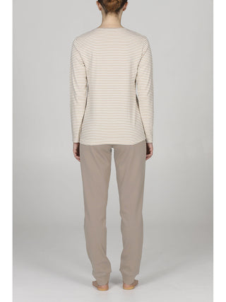 Pigiama donna a righine con pantalone unito