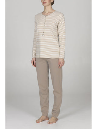 Pigiama donna a righine con pantalone unito