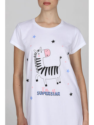 Maxi T-shirt Con Stampa In Puro Cotone