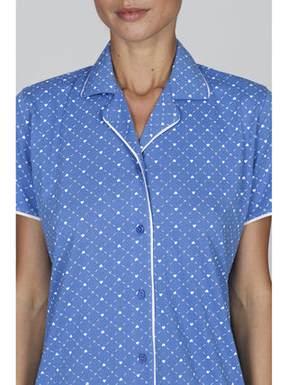Camicia da notte con colletto in 100% cotone