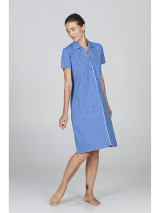 Camicia da notte con colletto in 100% cotone