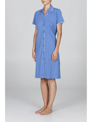 Camicia da notte con colletto in 100% cotone