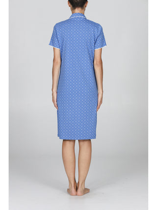 Camicia da notte con colletto in 100% cotone