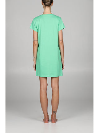 Camicia da notte girocollo con stampa Verd/nero Alpina