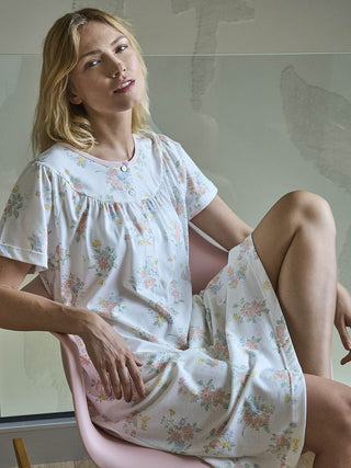 Camicia da notte mezza manica con arriccio Fiore Alpina