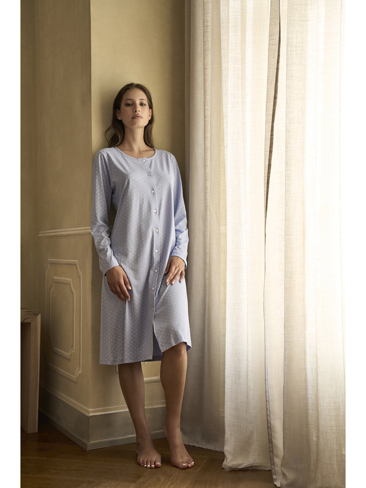Normann Camicia da notte da donna in spugna con polsini Normann Camicia da notte da donna in spugna con polsini