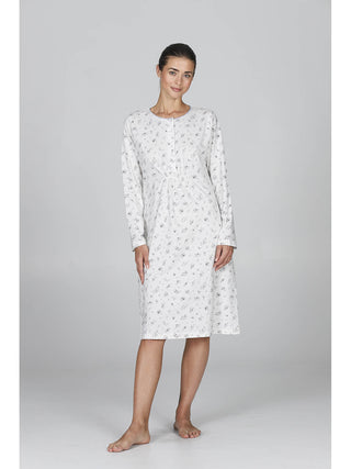 Camicia da notte manica lunga in puro cotone