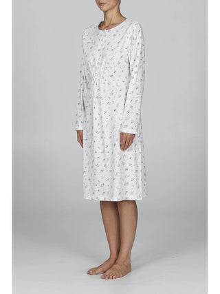 Camicia da notte manica lunga in puro cotone
