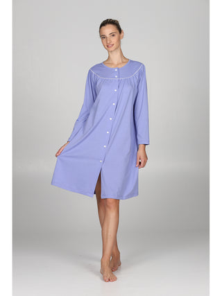 Camicia da notte aperta con profilo in raso Pervinca Alpina