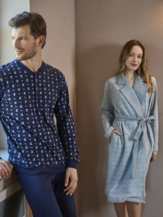 Vestaglia in caldo jacquard di cotone