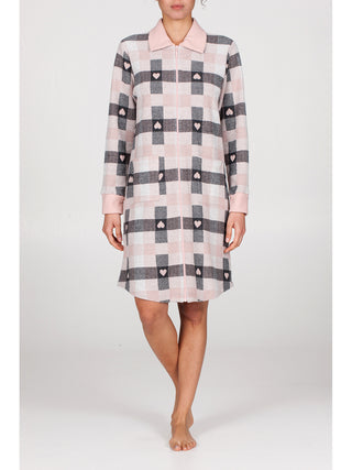 Vestaglia con zip in caldo jacquard di cotone Grig./ros Alpina