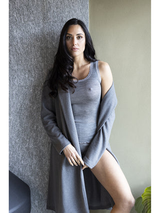 Vestaglia sciallata in caldo jacquard di cotone Grigio Alpina