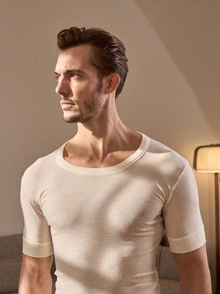 Wool blend short-sleeved T-shirt