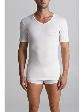 Maglietta collo v in lana e cotone Alpina